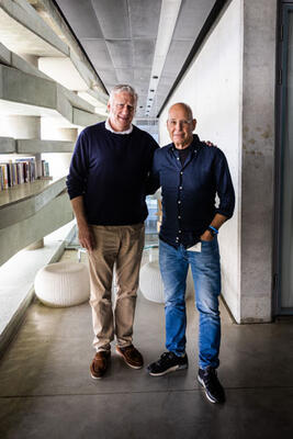 Keith Granet and Yoav Messer of Yoav Messer Architects at the Peres Center for Peace and Innovation